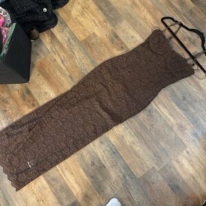 Brown Lace Maxi Dress